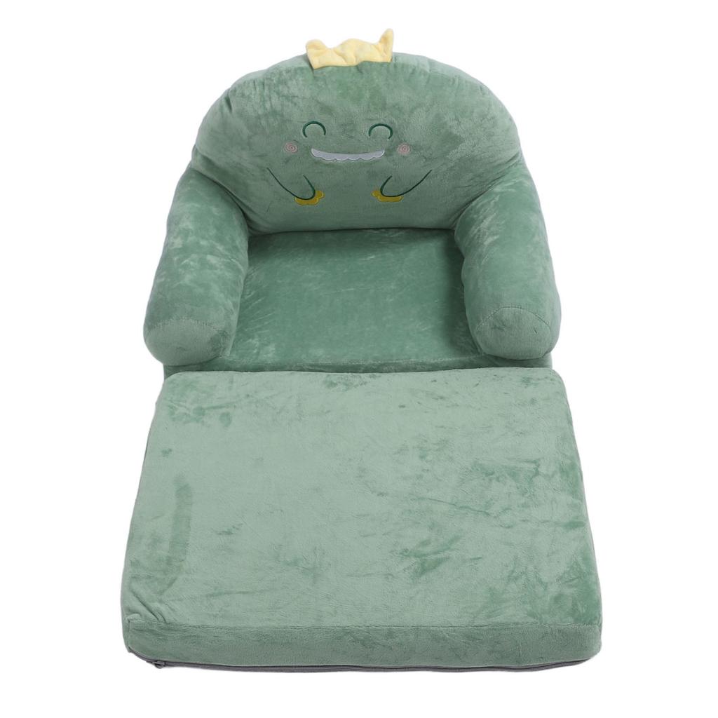 Kinder Sofa Cartoon Grüner Dinosaurier Faltbar Breiter Griff Weich Atmungsaktiv Kleinkind Stuhl zum Lesen Entspannen Schlafen