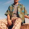 Uniqlo X Marni Collaboration SS22 Floral Print Loose Short Sleeve Shirt Men shirts Dark-Olive 449637-57