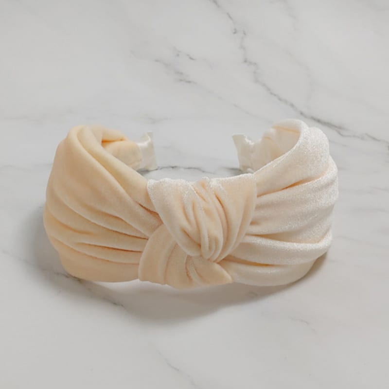 LALA Velvet Knot Wide Hairband - Ivory