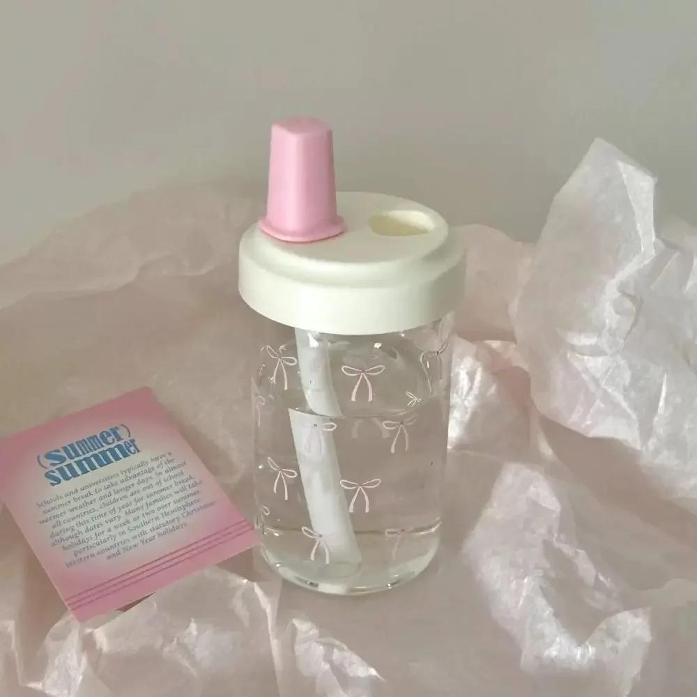 Drinkware 500ml Straw Cup Plastic Large Capacity Cup With Lid Straw Bowknot Water Bottle Juice Milk