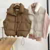 2025 Autumn/Winter Women's Short Stand Collar Down Cotton Vest - Korean Style Sleeveless Outerwear