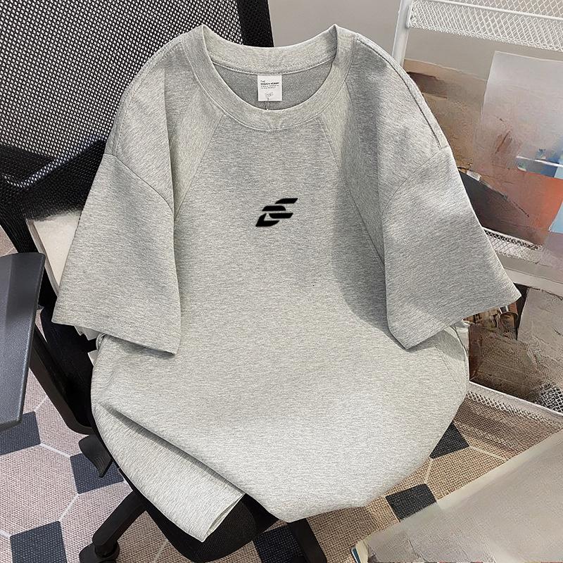 

Модна футболка з коротким рукавом для жіночого літа, виконана у вільному та невимушеному стилі, з верхом до середини рукава 4XL сірий колір