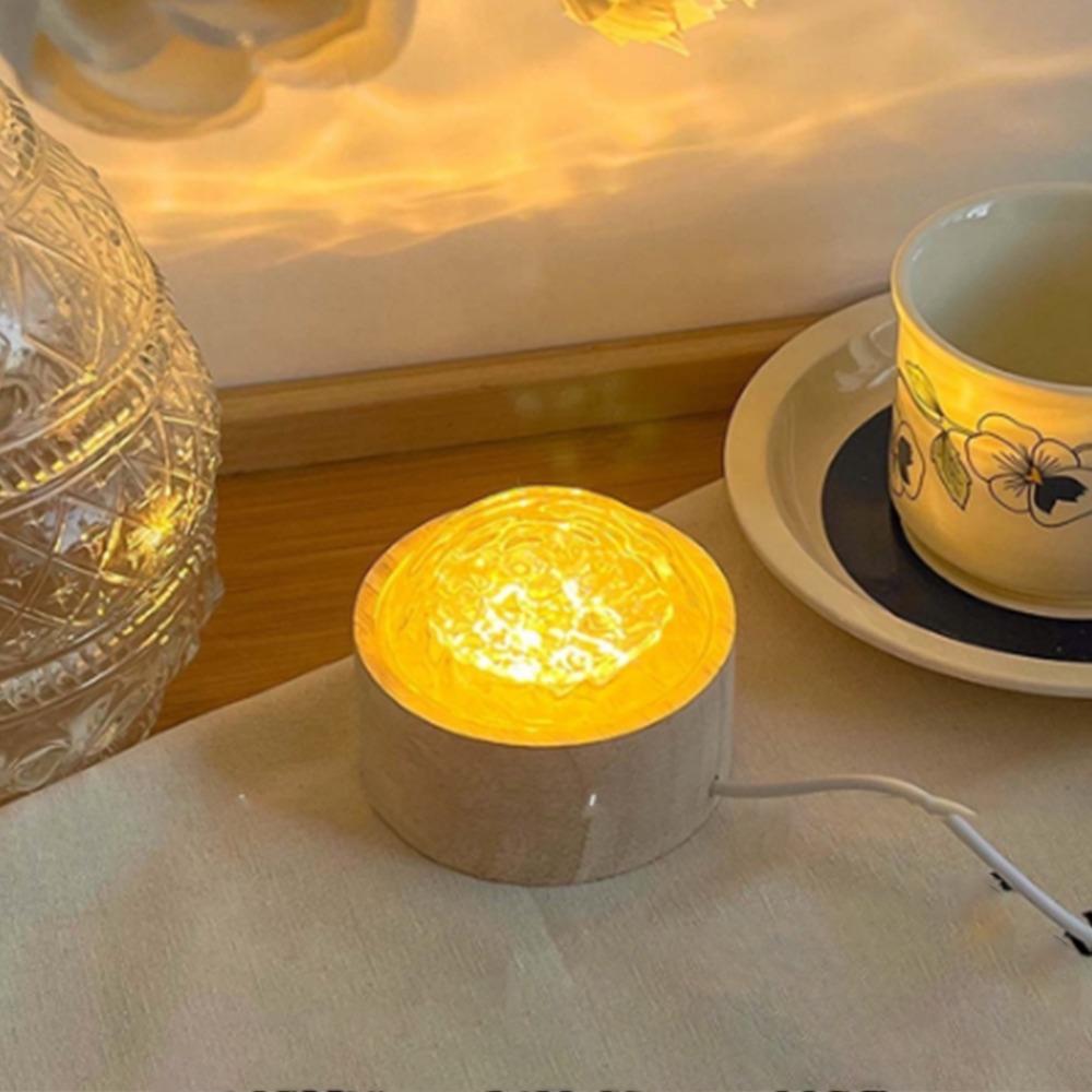 Made of PP And Wood Water Ripple Lamp Monochromatic Warm Light Ceiling Projection Decor Nightstand