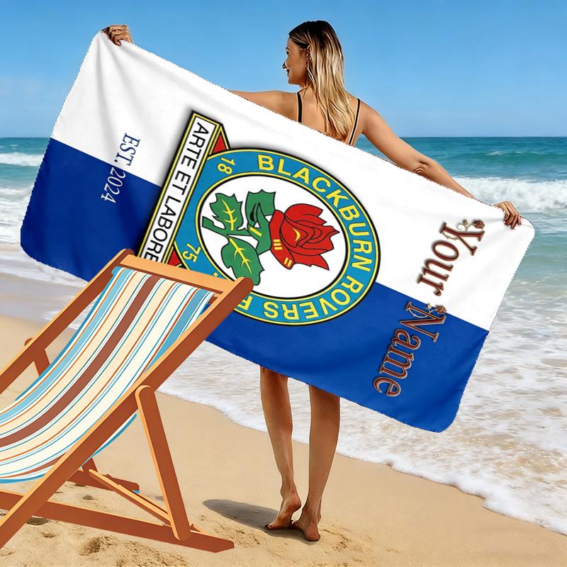 Name Custom Blackburn Rovers Print Beach Towel, Large Soft Quick Dry Towel for Beach Camping Swimming