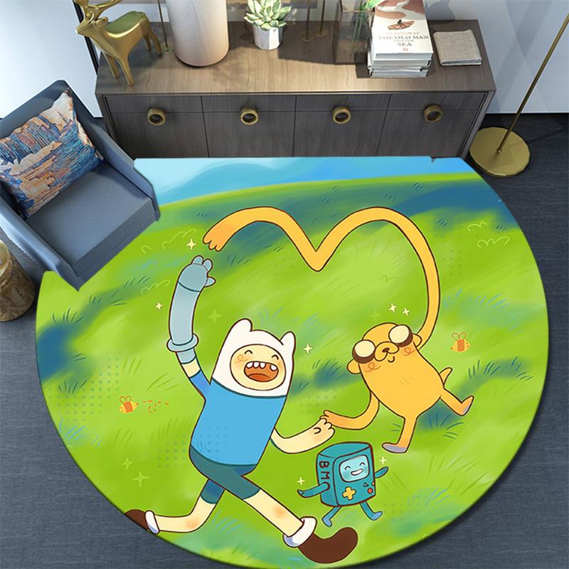 Adventure Time2 Round Area Rug,Carpet Rug for Living Room Bedroom Sofa Playroom Decor,Non-slip Floor Mat