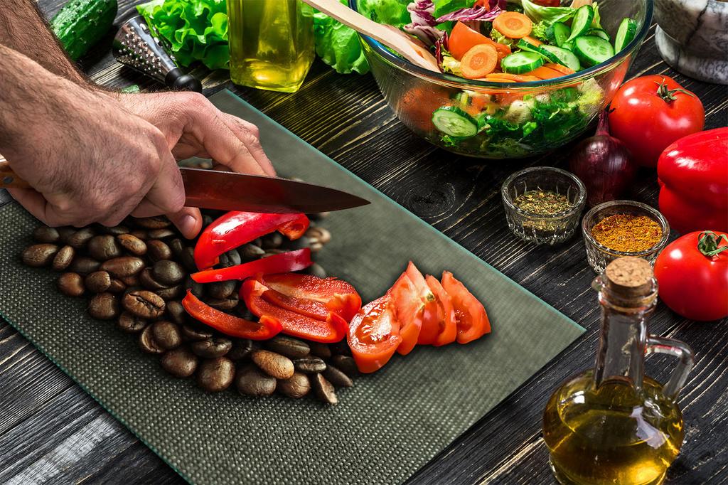 GLASS CUTTING BOARD 52x40 COFFEE