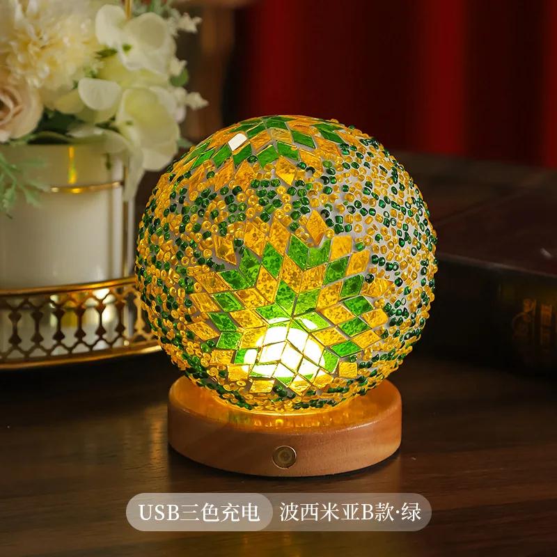 Small Night Light Mosaic Desk Lamp Light Luxury Petal Ornament Lamp