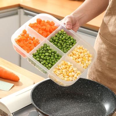 Portable Food Preparation Storage Box 4/5/6Grids Compartment Refrigerator Freezer Organizer Divided Onion Ginger Fresh Storage