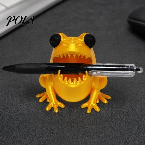 Desktop Pen Storage Cute Frog Holder, 3D Printed Figurine, Cartoon Desk Office Organizer Organizer, Multifunctional for Pens Pencils Markers,