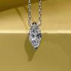 Two Prong Marquise Cut Single Stone Pendant Thin Link Chain Two Tone Minimalist Women Neck Jewelry