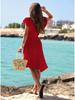 2026 Summer Asymmetrical V-Neck Beach Dress – Women's Vacation Style