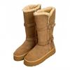 2025 Herbst und Winter neue runde Zehe dicksohlige hoher Schaft Gürtelschnalle Schnee rutschfest aber Knie Ritter warm Damenstiefel