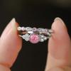 Pink Zircon S925 Ring for Women - European & American Fashion Engagement Set
