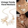 Drip Oil Trendy Floral Necklace Vintage Women Pendant Necklace Flower Collarbone Chain  Daily Wear