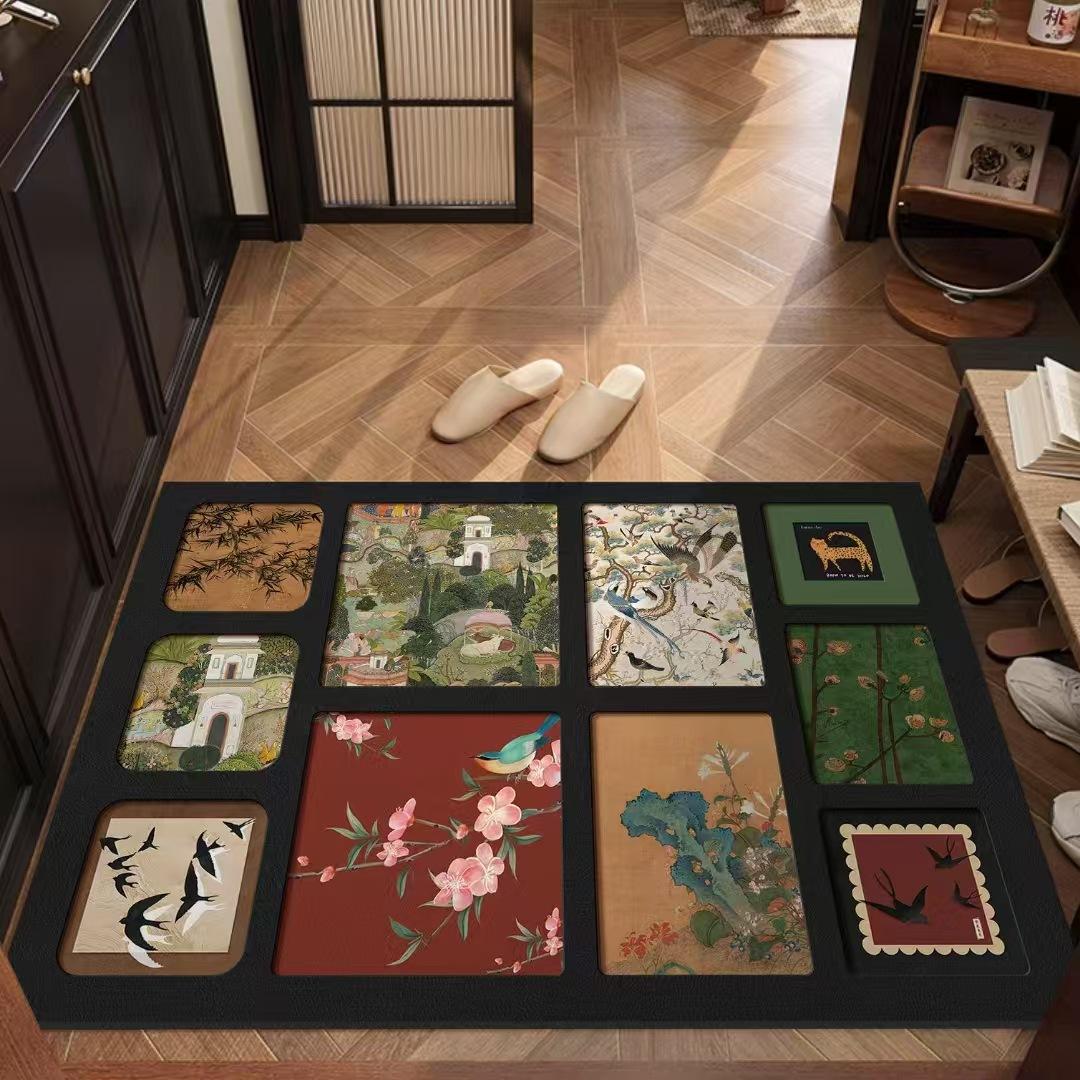 

Vintage Light Luxury Floor Mat, Customizable Diatomaceous Earth Quick-Dry Mat, Entrance Door Mat, Bathroom Floor Mat 40x60cm(Diatom ooze）
