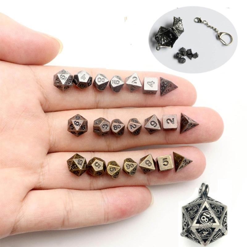 Unique Hollow Dices Pendant Keychain Accessory Set Dices Ornaments Metal Dices Key Chain Decorations for Game Lovers