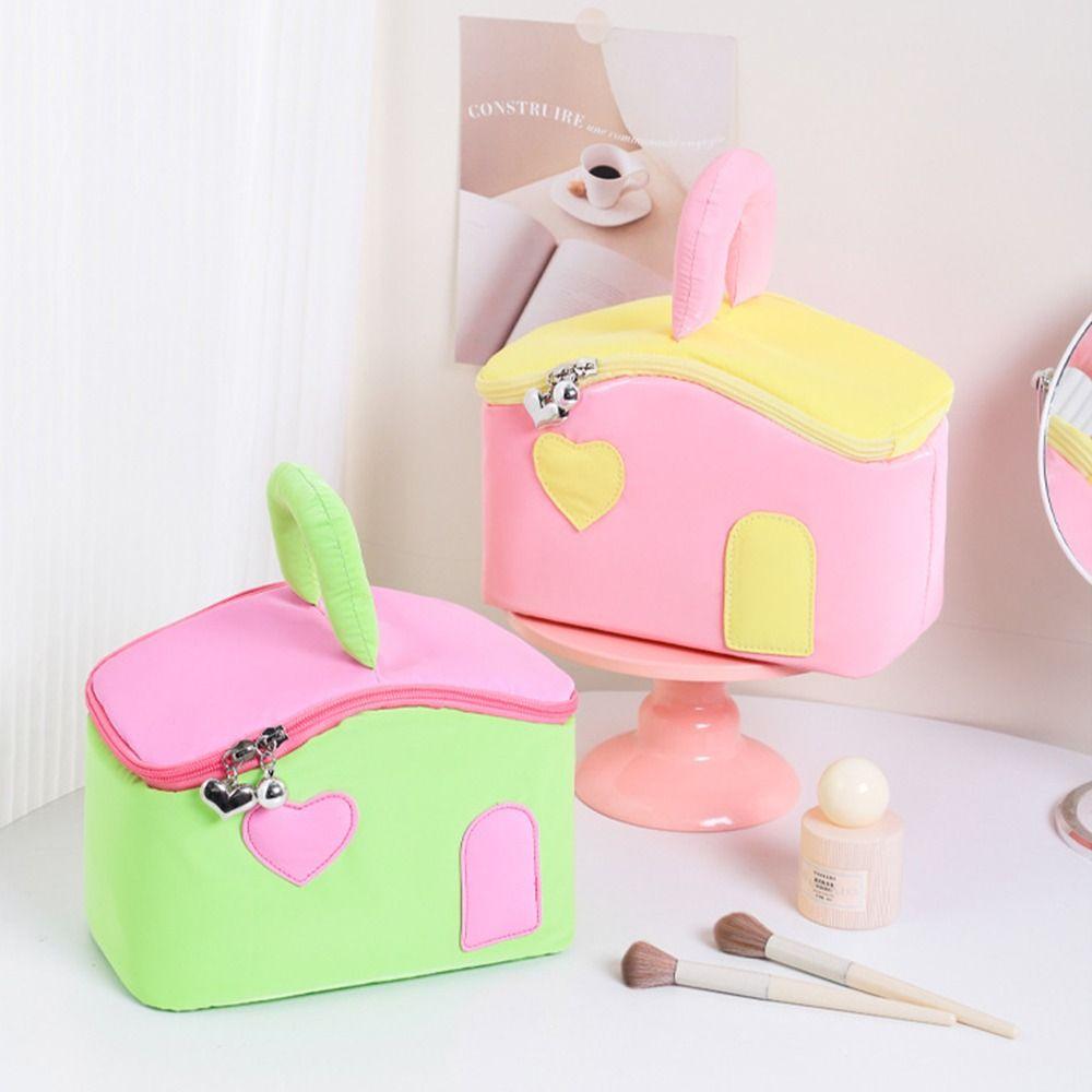 Korean Style Cartoon Makeup Bags House Shape Toiletries Storage Pouch Travel Wash Handbag  Outdoor