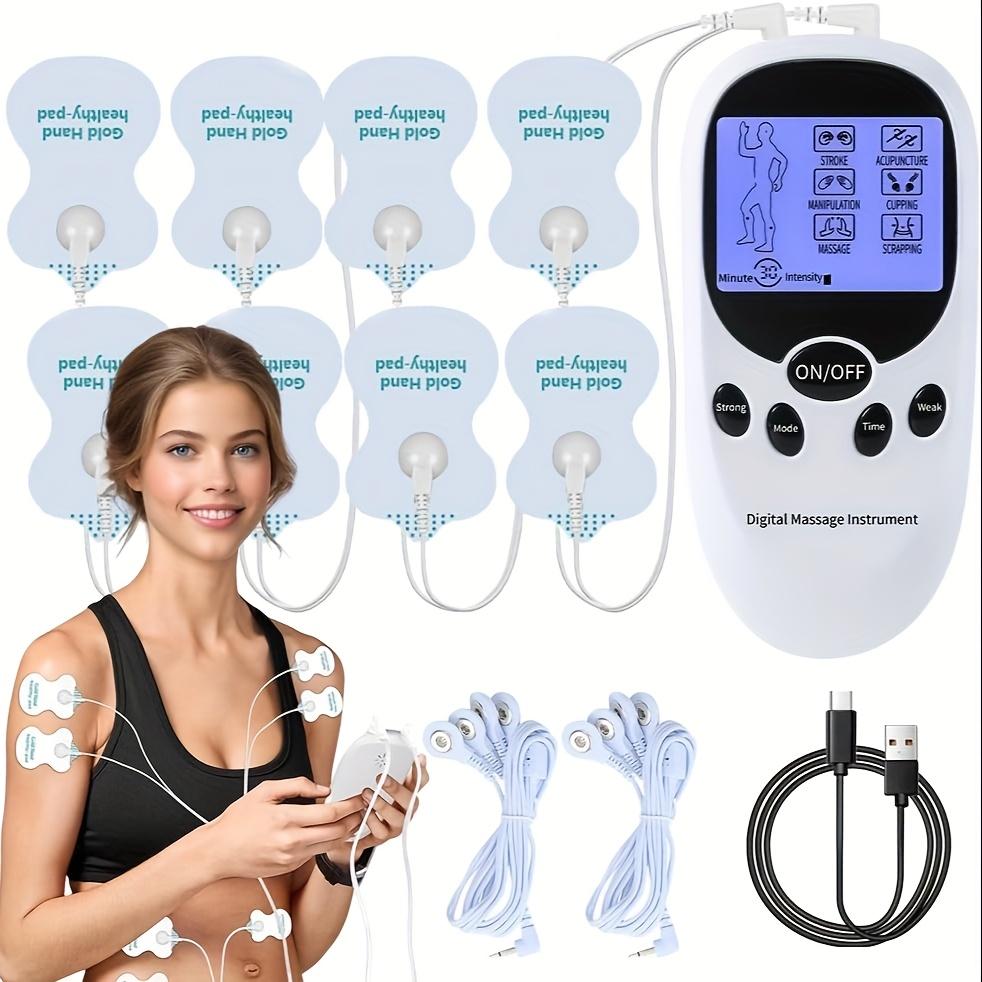 TENS + EMS Dual Channel Muscle Relief Pulse Massager with 8 Electrodes for Shoulder, Shoulder and Back Pain, Knee Muscle Relief