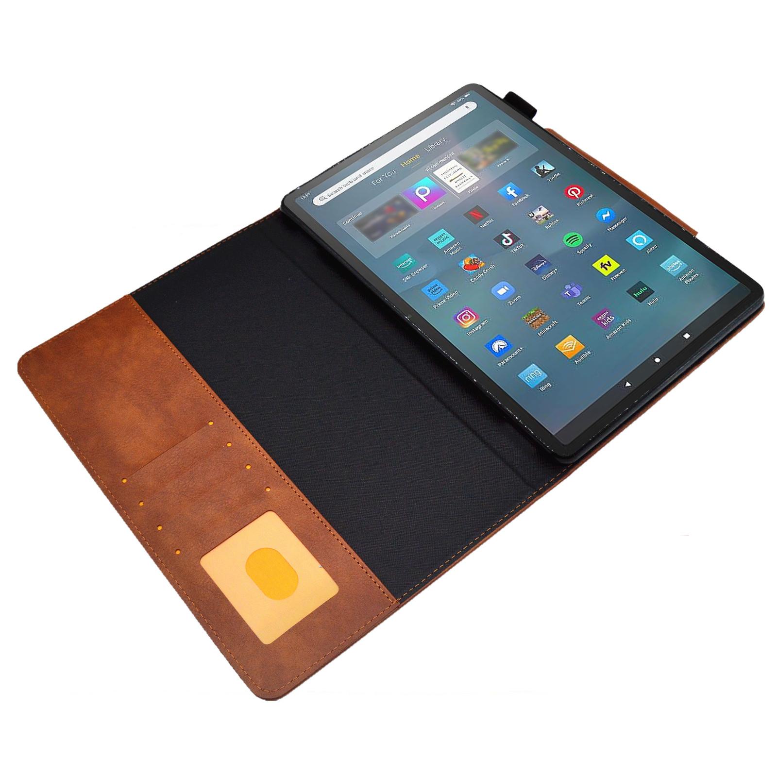

Tablet Case for Amazon Fire Max 11,Card Holder Cowhide Texture PU Leather Stand Cover Green