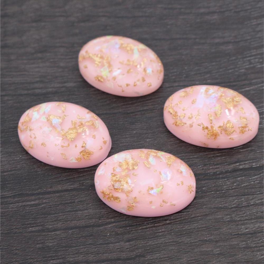 18x25mm 10pcs/Lot New Fashion Mix Color Built-in metal foil Flat back Resin Cabochons Cameo