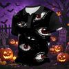 Men's Halloween Short Sleeve Casual Shirt with Turn Down Collar