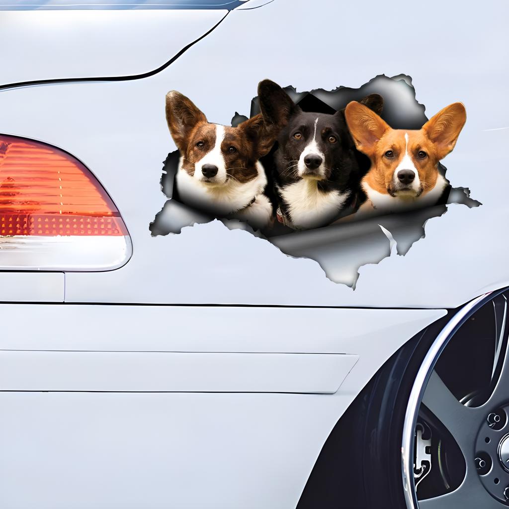 Cute Corgi Hiding In the Hole Sticker, 1pc Funny Car Decal, Suitable for Cars, Trucks, Motorcycles, Walls