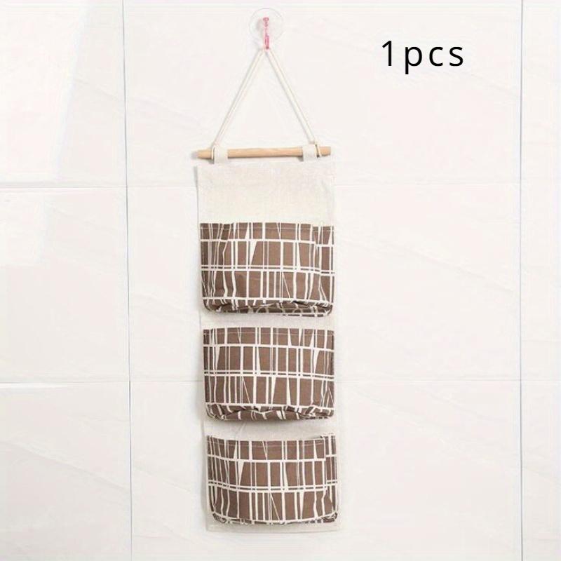 1pcs Decorative Hanging Storage Bag With 3 Pockets, Over The Door Hanging Bag, Wall Mounted Storage Bag Behind The Door,