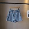 Summer 2025 Korean Style Women's Denim Cargo Shorts - Straight Leg, Versatile A-line