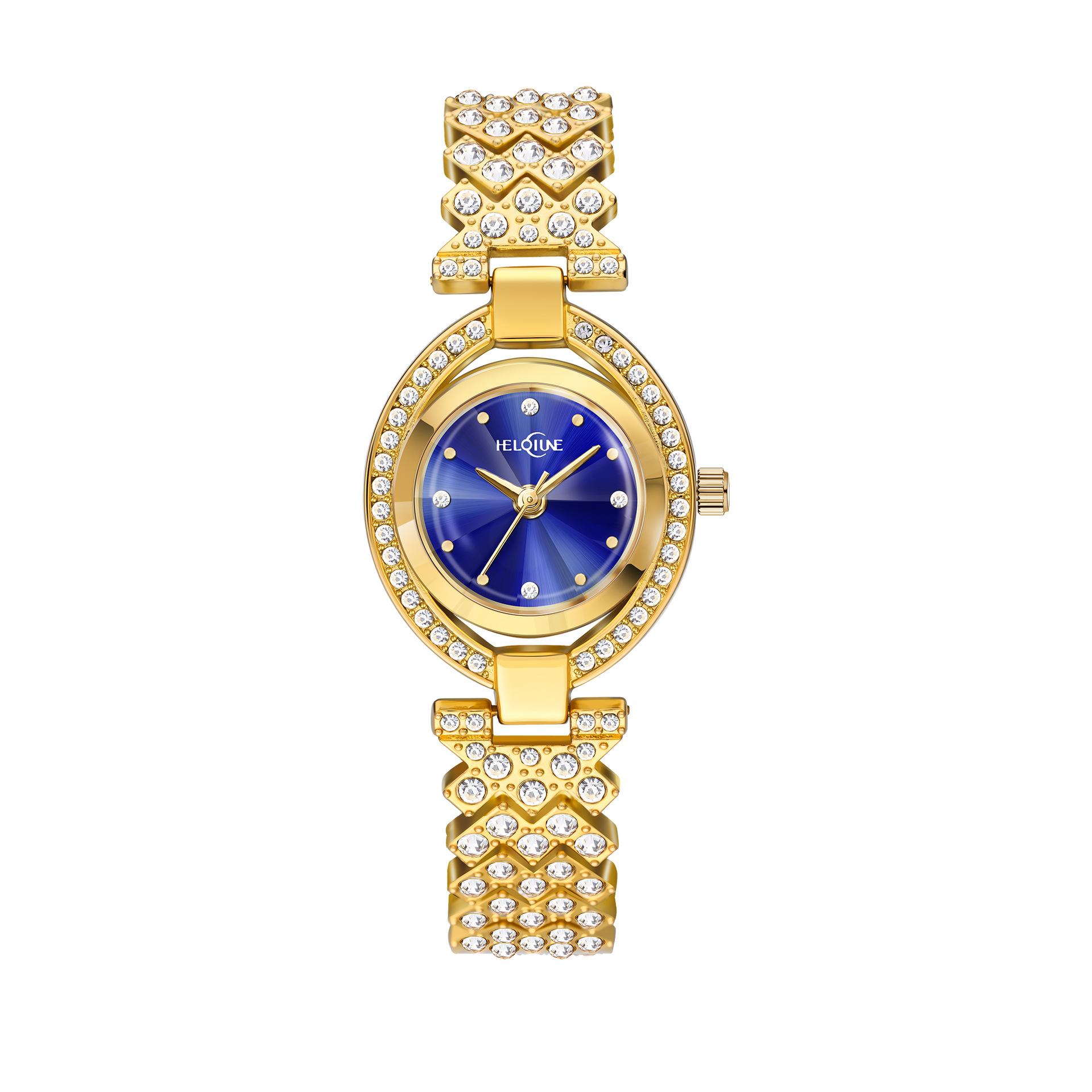 New Elegant Quartz Watch, Fashionable And Simple Women s Wristwatch, High-end Watch, Exquisite Women s Wristwatch золотой/синий