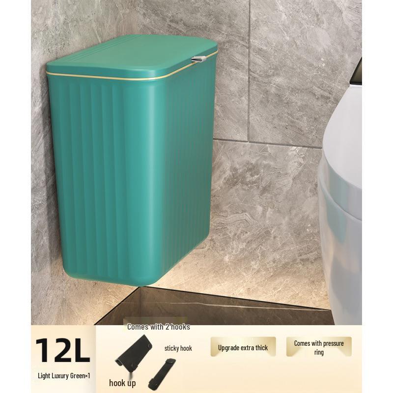 Wandmontierter Badezimmer- & Küchenmülleimer mit Deckel - Große Größe, Keine Installation erforderlich, Doppelte Verwendung für Toilette & Küche.