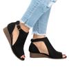 Stylish Women's Ladies Peep Toe Wedge Sandals Featuring Buckle Ankle Strap For Versatile Looks