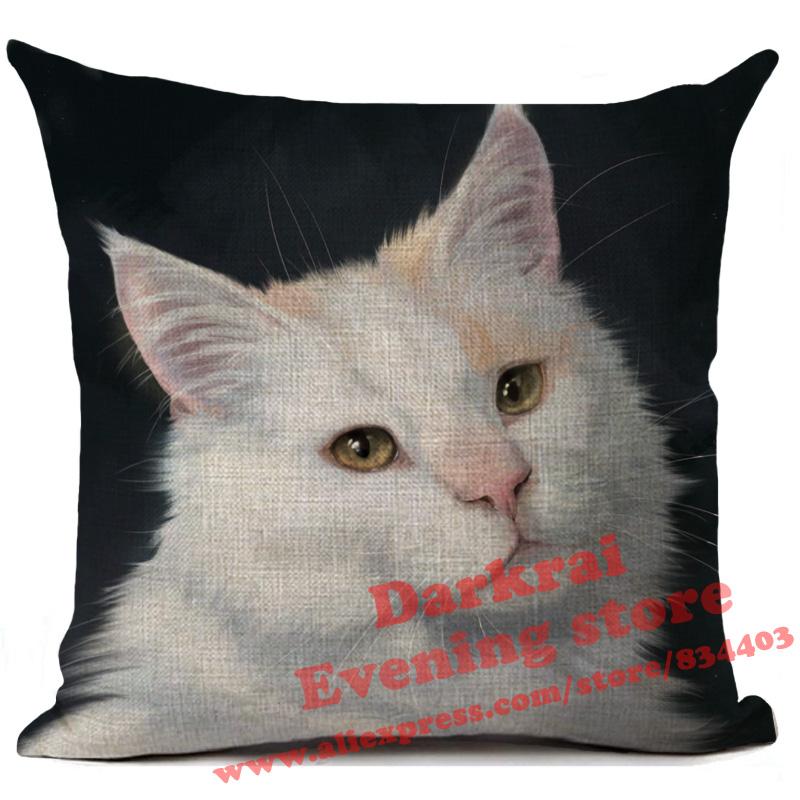 Cat Cushion Cover Kitten Printed Linen Throw Pillows Living Room Sofa Decor Throw Pillows Home Decoration Pillowcase Xcm