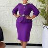 Women's clothing new style temperament elegant commuter round neck seven-quarter sleeve hip dress