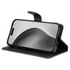 For iPhone 16 Pro Max Case Solid Color Leather Mobile Cover Wallet Stand with Strap
