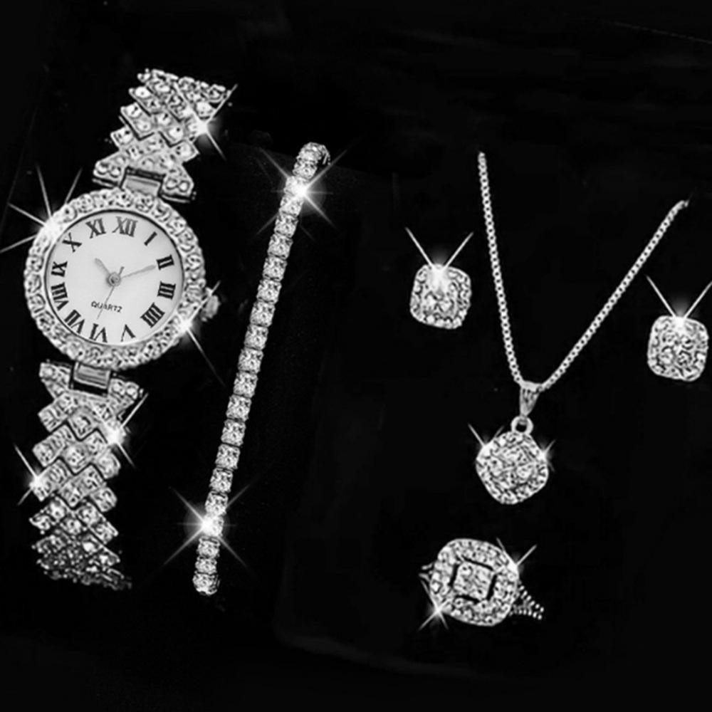 Popular Luxury Set, Bracelet Watch, Diamond-Encrusted Women'S Five-Piece Gift Box, Quartz Watch
