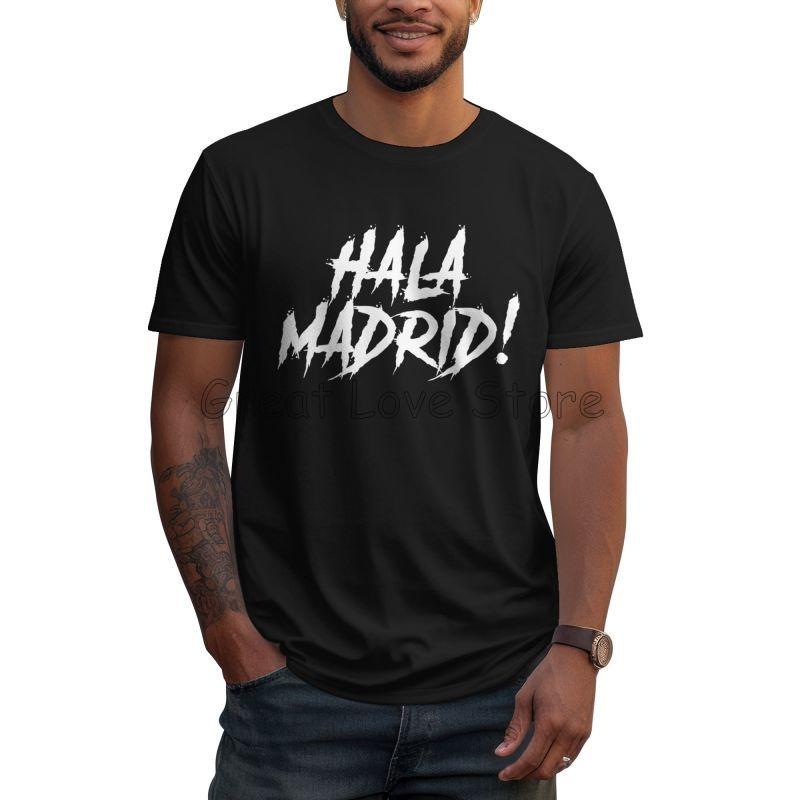 

Мужская футболка с графическим принтом букв Hala Madrid, летняя, хлопковая, повседневная, с коротким рукавом, оверсайз, топы, стритвир S