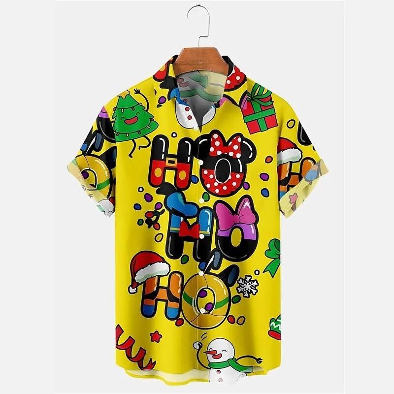 Camicia Casual Natalizia Stile Hawaiano Cardigan da Uomo per Capodanno Camicia a Maniche Corte Camicia da Uomo alla Moda