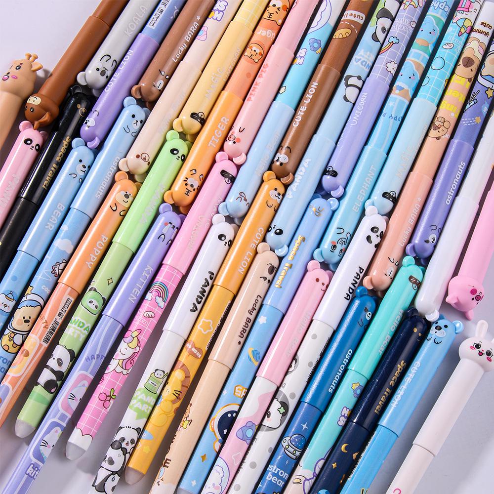 Mixed Random Cartoon Erasable High-visibility Neutral Pens, Easy-to-wipe Erasable Pens for Students' Stationery