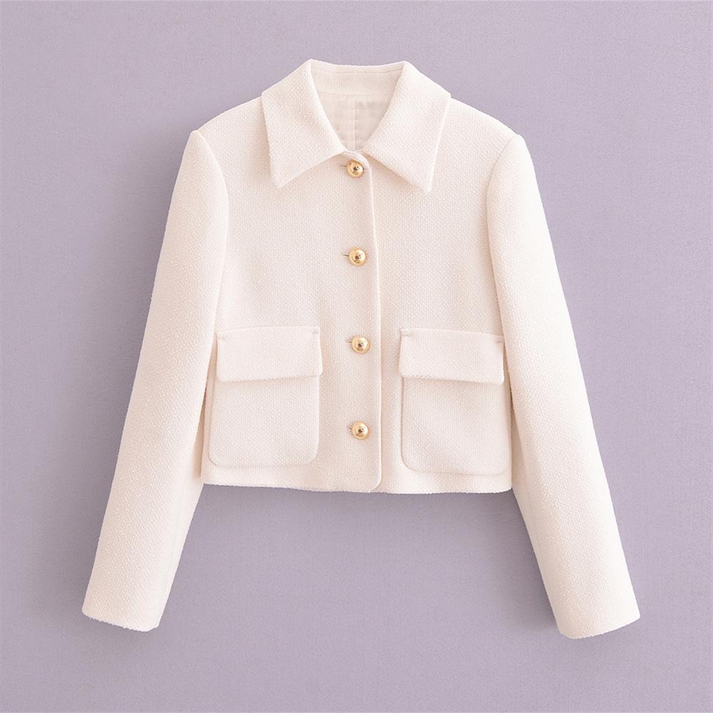 

2024 Autumn/Winter Women s Lapel Single-Breasted Fashion Coat Extra Small
