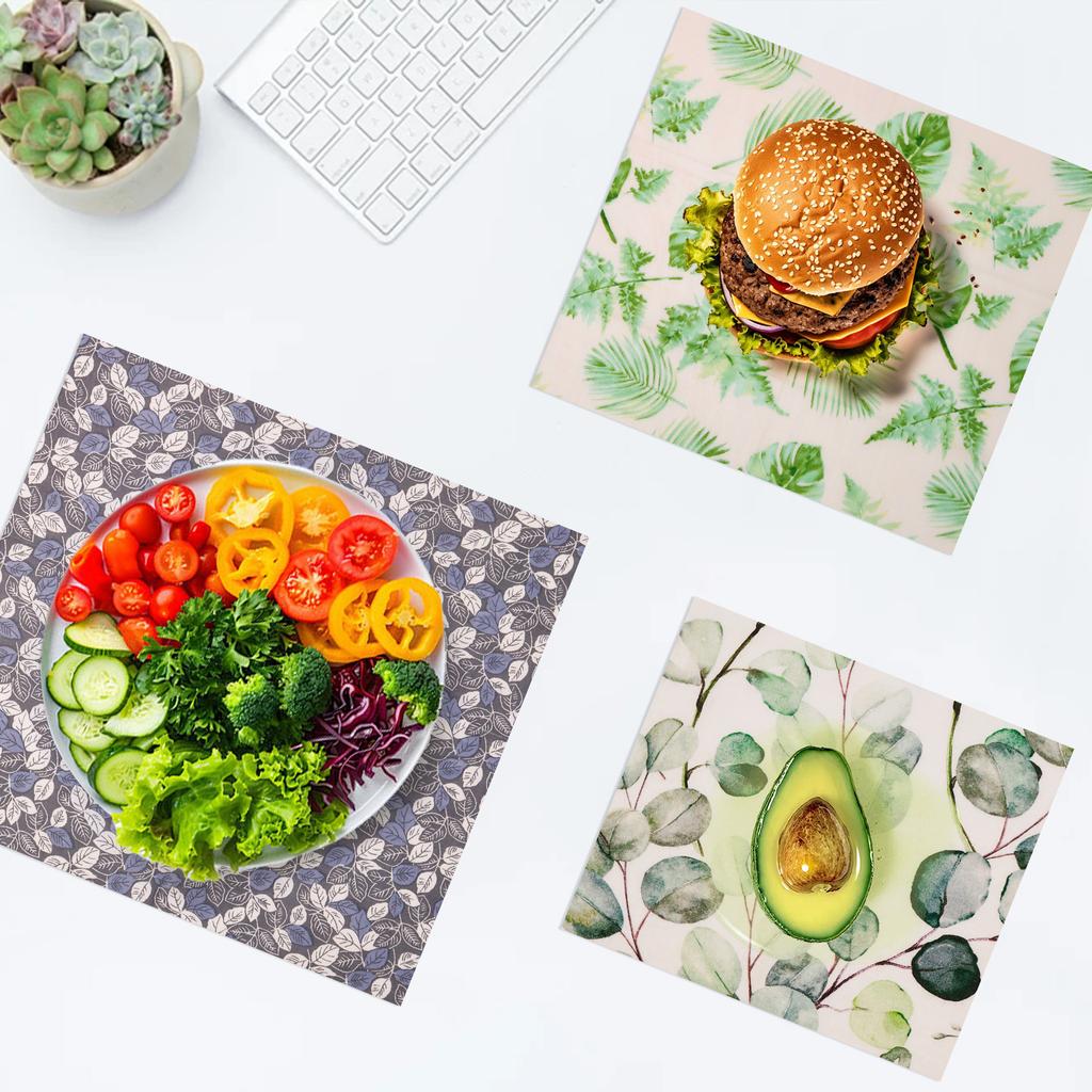 9Pcs Beeswax Food Wrap 3 Sizes Reusable Natural Food Wrap Multi-purpose Organic Cotton Wax Cloth Household Kitchen Picnic Wrap