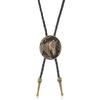 European-American Style Leather Rope Necklace with Drip Oil Horse Head Retro Bolo Tie Sweater Chain - Unisex Design