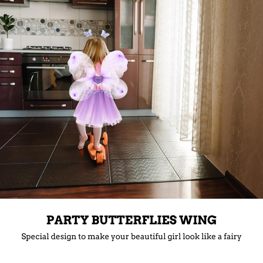 CALLARON Fairy Cosplay Set Angel Wings Cosplay Kids Lovely Angel Angel Wings Angel Ring Heart Stick Costume Accessories Unisex Purple 42x33cm Purple