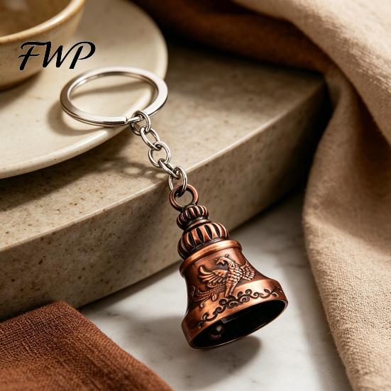 Vintage Key Accessory Keychain Pendant Traditional Pattern Retro Bell Design Crisp Ringing Sound Long-lasting Holder with Metal Ring Backpacks