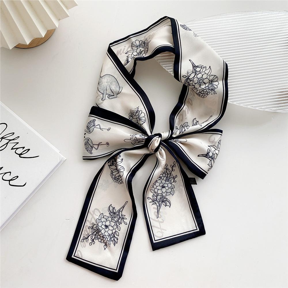 Pingjiao New Style Spring And Autumn Professional Decoration Versatile Small Silk Scarf Women'S Scarf Narrow Long Hair Strap Tie Bag Belt