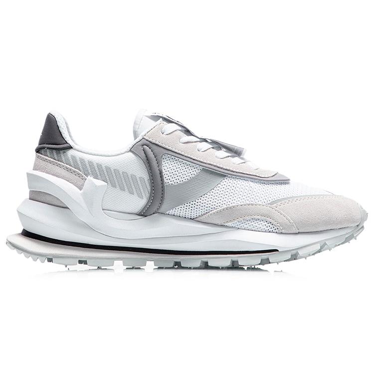 Li Ning Slip Resistant Abrasion Resistant Low Top Running Shoes Men's White Sand Gray AGCR047-1