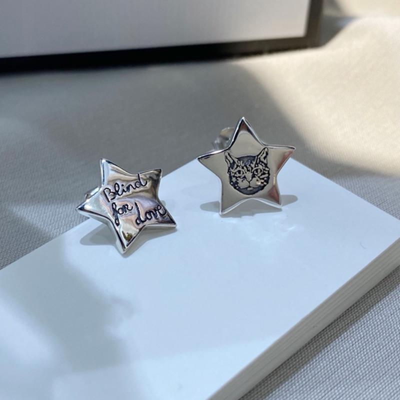 

Бесстрашный Котенок Любовь Звезда s925 Стерлинговое Серебро Пусеты: Ретро-тренд с эффектом потертости для мужчин и женщин