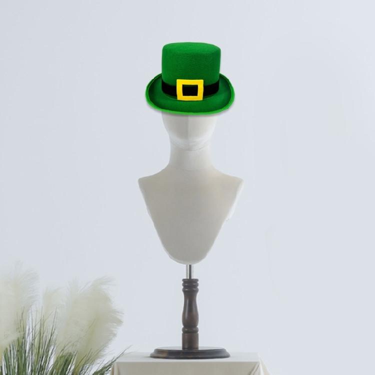 Elegant Green Homburg Leprechaun Styling Hat with Unique Yellow Buckles Wide Brimmed Western Hat for Casual Wear