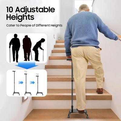 Adjustable Stair Climb Assist Cane 330lbs Capacity 4-Legged Aluminum Alloy &Iron, Unisex-adult,  for Seniors, Disabled