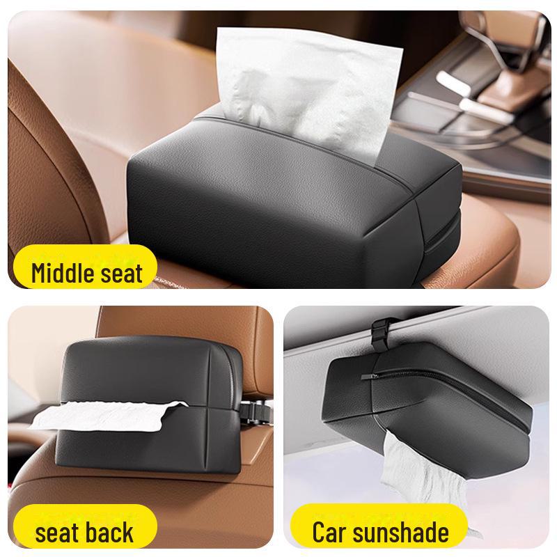 Multifunctional Car Tissue Box: Seat Back Hanging & Sun Visor High-End Holder