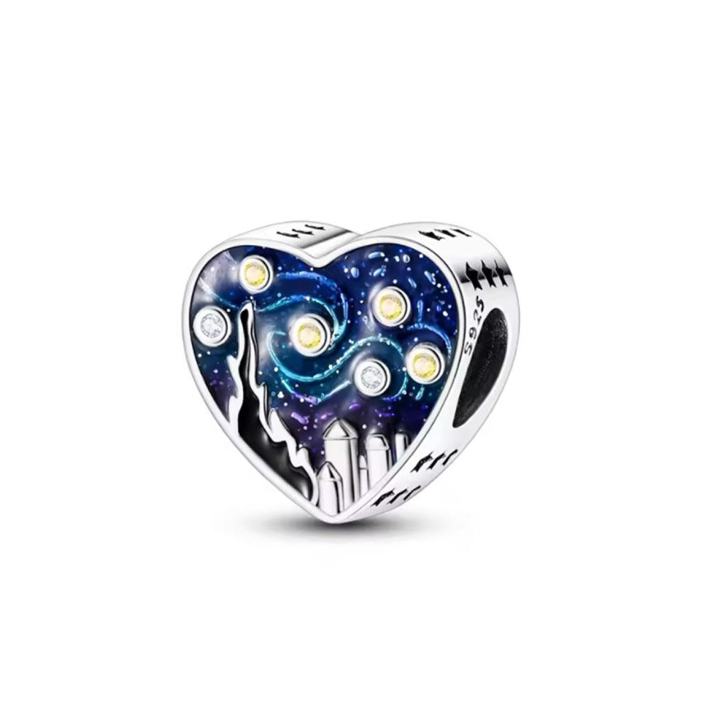 New 925 Silver Bule Serise Plane Eyes Star Heart Charm Beads Fit Exquisite Pan Charms Bracelet Pendant Women DIY Jewelry